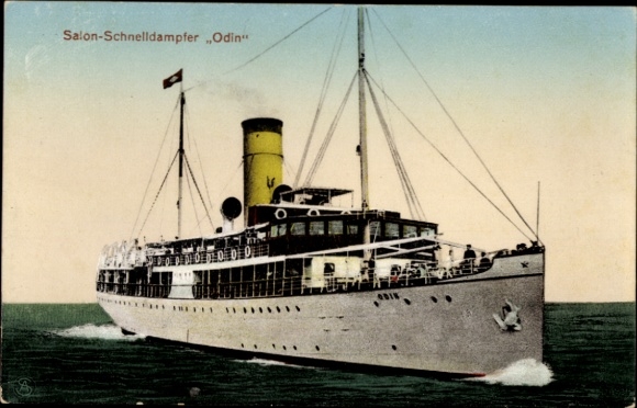 Ak-stoomboot Odin, rederij Braeunlich Stettin, salon-snelstoomboot