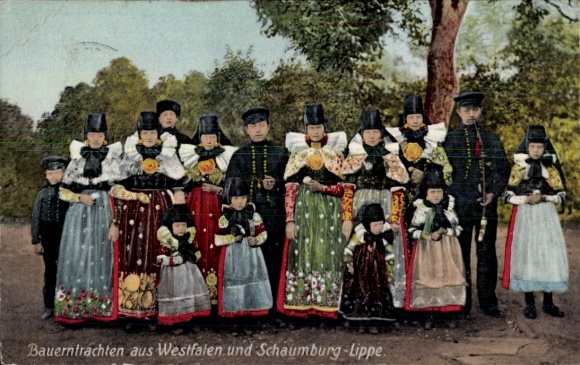 Postcard Peasant Costumes from Westphalia and Schaumburg-Lippe