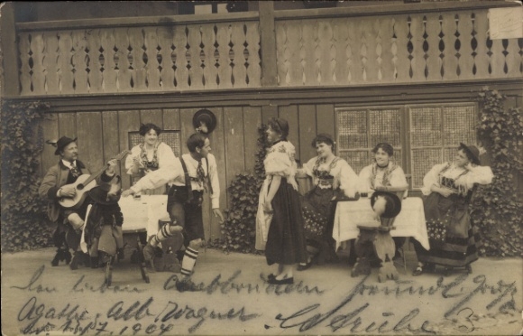 Postcard folk dance, Austrian costume