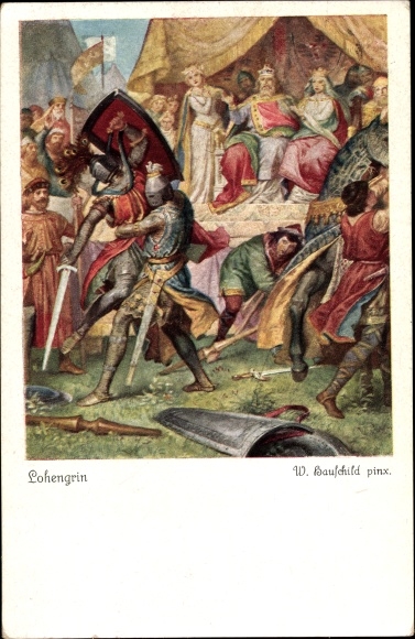 Kunstenaarskaart Hauschild, W., Lohengrin, riddertoernooi