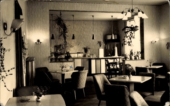 Postcard Neuglobsow Stechlin Brandenburg, FDGB holiday home Haus Waldfrieden, milk bar