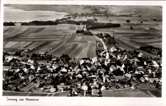 Postcard Inning am Ammersee Upper Bavaria, aerial photograph