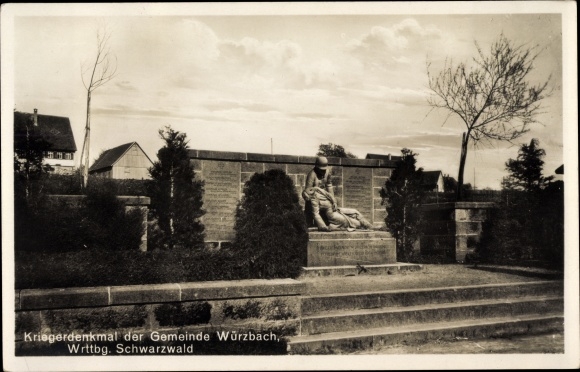 Postcard Würzbach Oberreichenbach in the Black Forest, war memorial