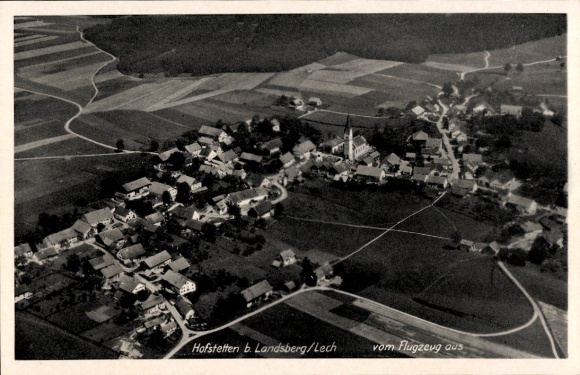 Postcard Hofstetten in Upper Bavaria, aerial view of Hofstetten, small village, surrounding fields