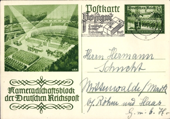 Ganzsachen Ak Kameradschaftsblock der Deutschen Reichspost