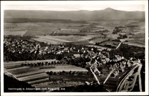 Postcard Heiningen in the Swabian Alb, aerial photograph
