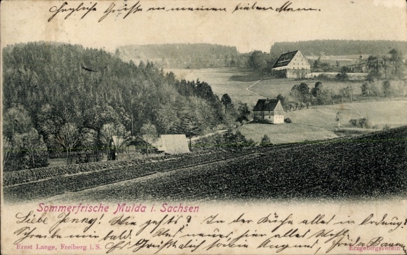 Postcard Mulda in the Ore Mountains, general view