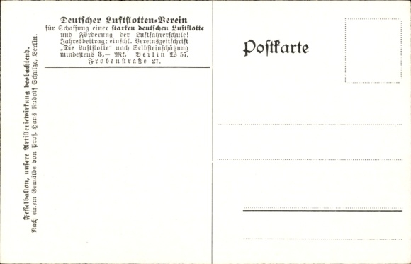 Artist Postcard Schulze, Hans Rudolf, Tethered Balloon of the German Air Fleet in WW I, Artillery