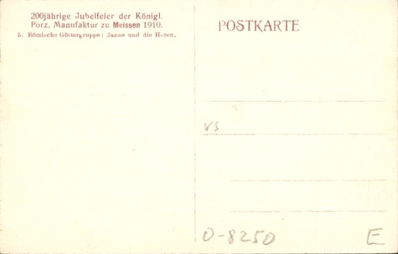 Postcard Meissen on the Elbe, 200th anniversary of the Royal Porcelain Manufactory 1910, Roman god group
