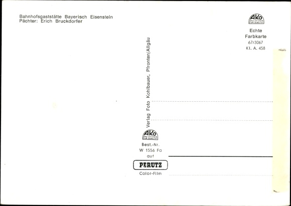 Postcard Bayerisch Eisenstein in Lower Bavaria, border station, building, barrier trees
