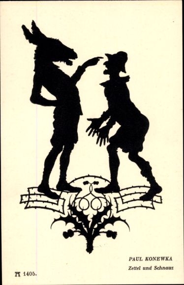 Paper cutting artist Postcard Konewka, P., Zettel and Schnauz