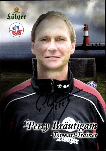 Postcard goalkeeping coach Perry Groom, FC Hansa Rostock, autograph