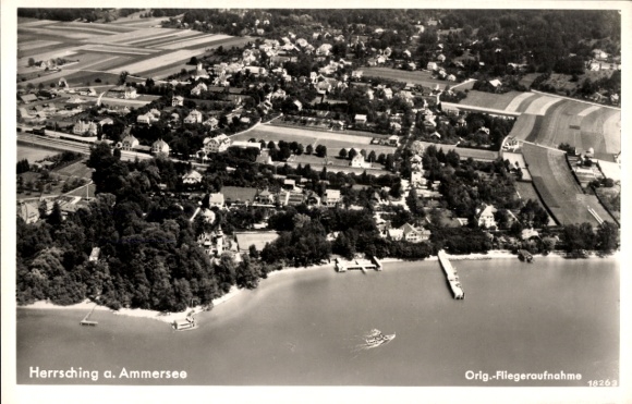 Postcard Herrsching am Ammersee, aerial photograph