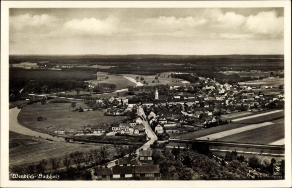 Postcard Wendisch Buchholz Märkisch Buchholz Dahme Spreewald, view of the place, aerial photo