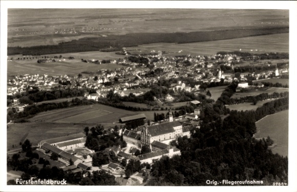 Postcard Fürstenfeldbruck in Upper Bavaria, aerial photograph
