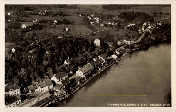 Postcard Hauenstein Laufenburg, smallest town in Germany, aerial photograph