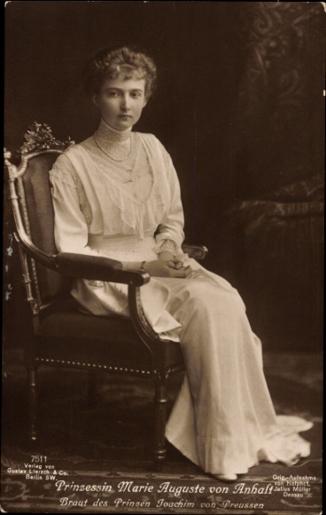 Ak Prinzessin Marie Auguste von Anhalt, Braut von Prinz Joachim von Preußen, Liersch 7511