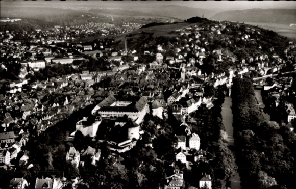 Ak Tübingen am Neckar, Aussicht auf  Blick von Westen, alte Architektur, Landschaft