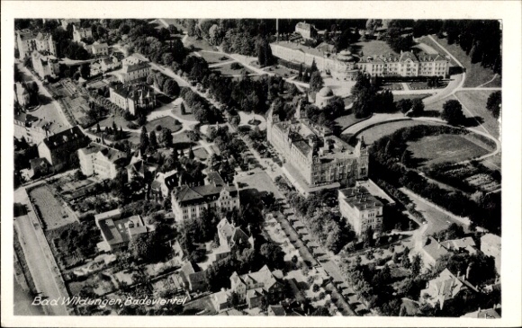 Postcard Bad Wildungen in Hesse, aerial photograph, bathing area