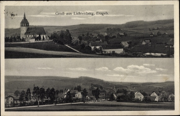 Ak Lichtenberg im Erzgebirge, Totalansicht der Ortschaft