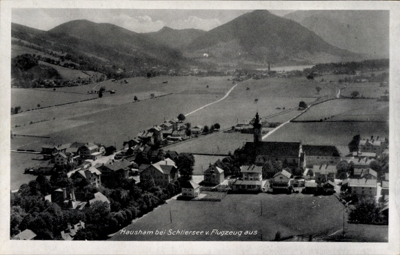 Postcard Hausham in Upper Bavaria, aerial photograph