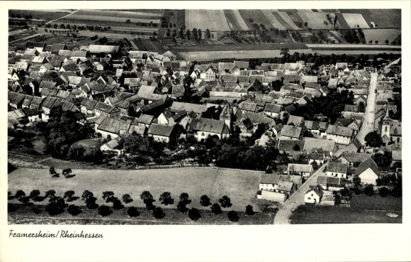Postcard Framersheim in Rheinhessen, aerial photograph