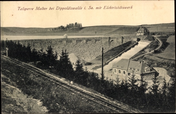 Postcard Malter Dippoldiswalde, dam Malter, power station