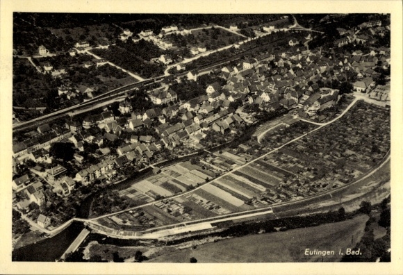 Postcard Eutingen an der Enz Pforzheim Baden Württemberg, aerial photograph