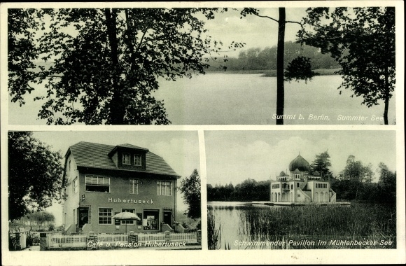 Postcard Summt Mühlenbeck Mühlenbecker Land, Cafe and Pension Hubertuseck, Floating Pavilion