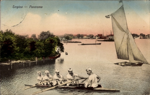 KP Berlin Treptow, panorama, łódź wiosłowa, żaglówka