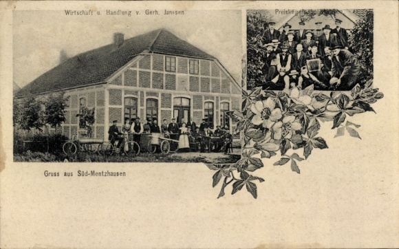 Postcard Süd Mentzhausen Jade in Lower Saxony, economy, action, prize bowling