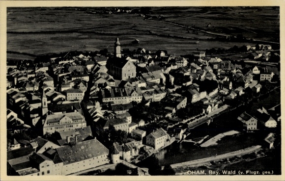 Ak Cham in de Opper-Palts, luchtfoto