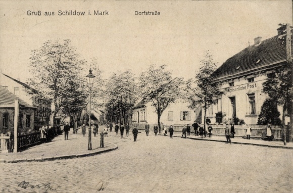 Postcard Schildow in der Mark, Dorfstraße, Imperial Post Office, Children