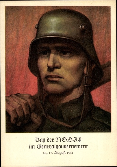 Artist Postcard Hoeck, W., Krakow, Day of the NSDAP in the General Government 1941, Wehrmacht soldier