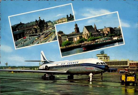 Ak Frankfurt am Main, Flughafen, Air France Flugzeug