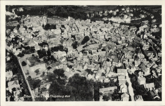 Postcard Oberursel in the Taunus Hesse, aerial view, city, many houses, airplane