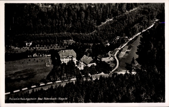 Postcard Rötenbach Nagold in the Black Forest, aerial photograph, police recreation home
