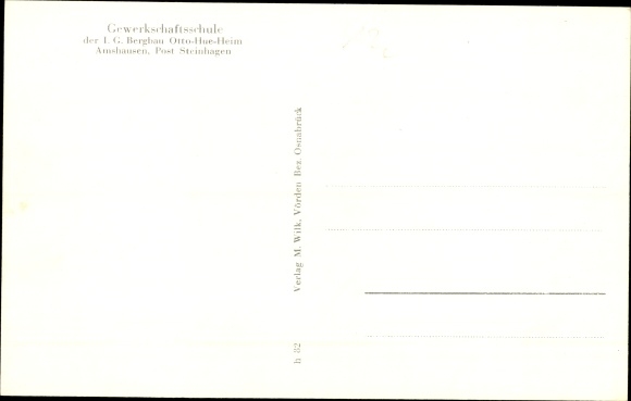 Postcard Amshausen Steinhagen Westfalen, Union School, Otto Hue Heim