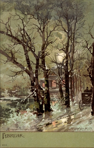 Artist Postcard Monthly Greetings, February