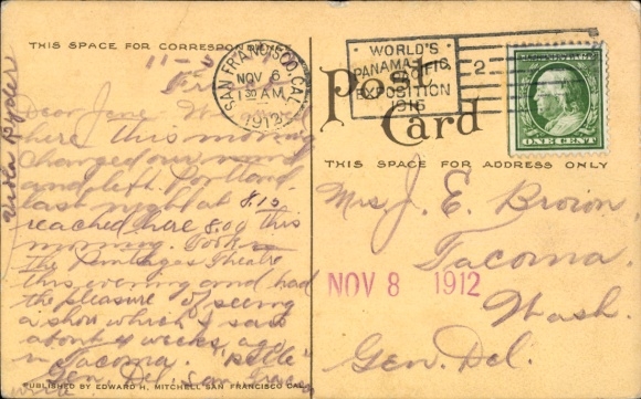 Postkaart San Francisco, Californië, VS, Call Building, Sorensen C, Horlogemakers
