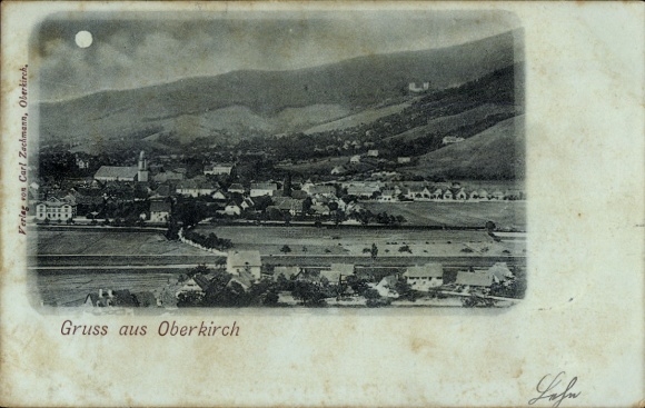 Mondschein Ak Oberkirch im Renchtal Baden, Gesamtansicht