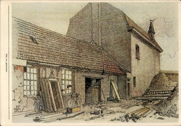 Sammelbild Zeichnung von Adolf Hitler, Unterstand in Fournes, I. WK, Sammelwerk Nr. 15 Bild 104