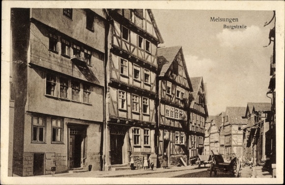 Postcard Melsungen in the Schwalm Eder district, Burgstrasse, street section