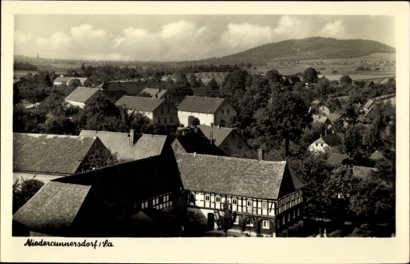 Ansichtkaart Niedercunnersdorf Kottmar in Oberlausitz, overzicht, Löbauer Berg