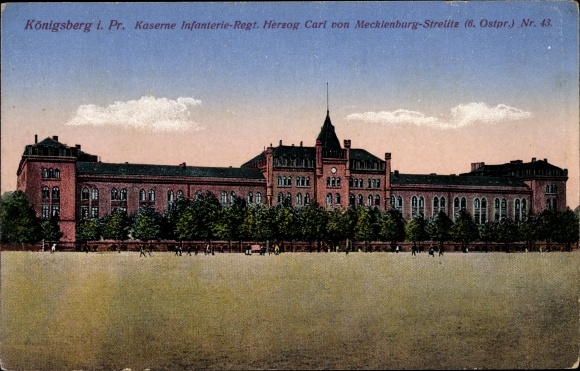 Postcard Kaliningrad Königsberg, barracks, 6. Ostpr. Inf. Regt. Duke Karl of Mecklenburg-Strelitz