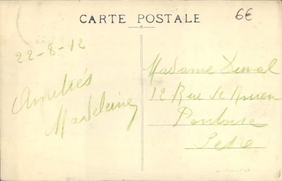 Postcard Broglie Eure, view of the town houses, trees, landscape
