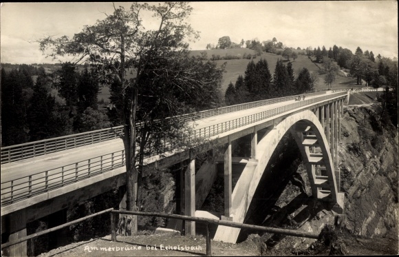 Postcard Echelsbach Bad Bayersoien Bavaria, Ammerbrücke, concrete bridge