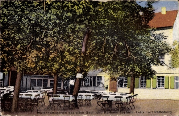 Ak Rathsberg Marloffstein in Midden-Franken Beieren, boerentuin van de oude herberg en het kuuroord