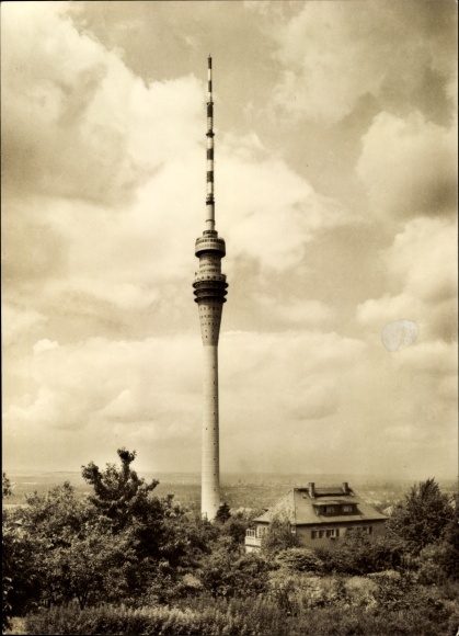 Postcard Dresden Wachwitz, television tower and house