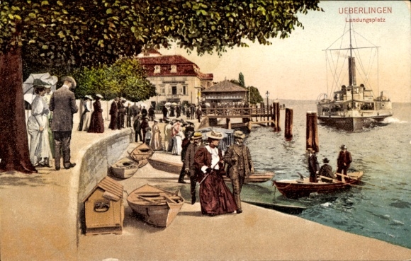 Postcard Überlingen on Lake Constance, landing place